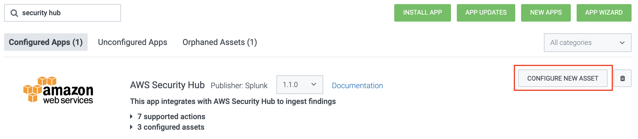 Security Hub Phantom App Configure